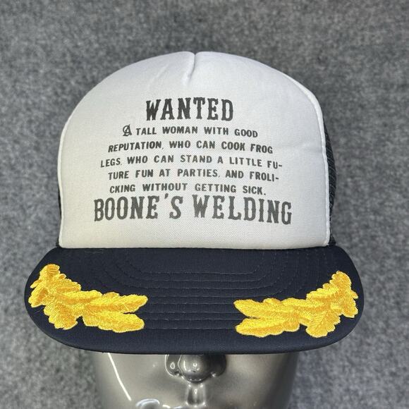 VTG Otto SnapBack Hat/Cap OSFA Funny “WANTED” Boone’s Welding Rough Neck Trucker - Picture 2 of 7